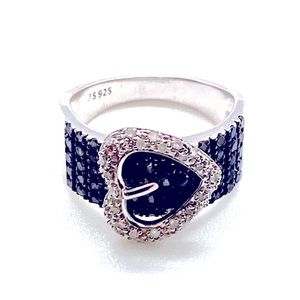 Black and White Diamond Sterling Silver 925 Ring